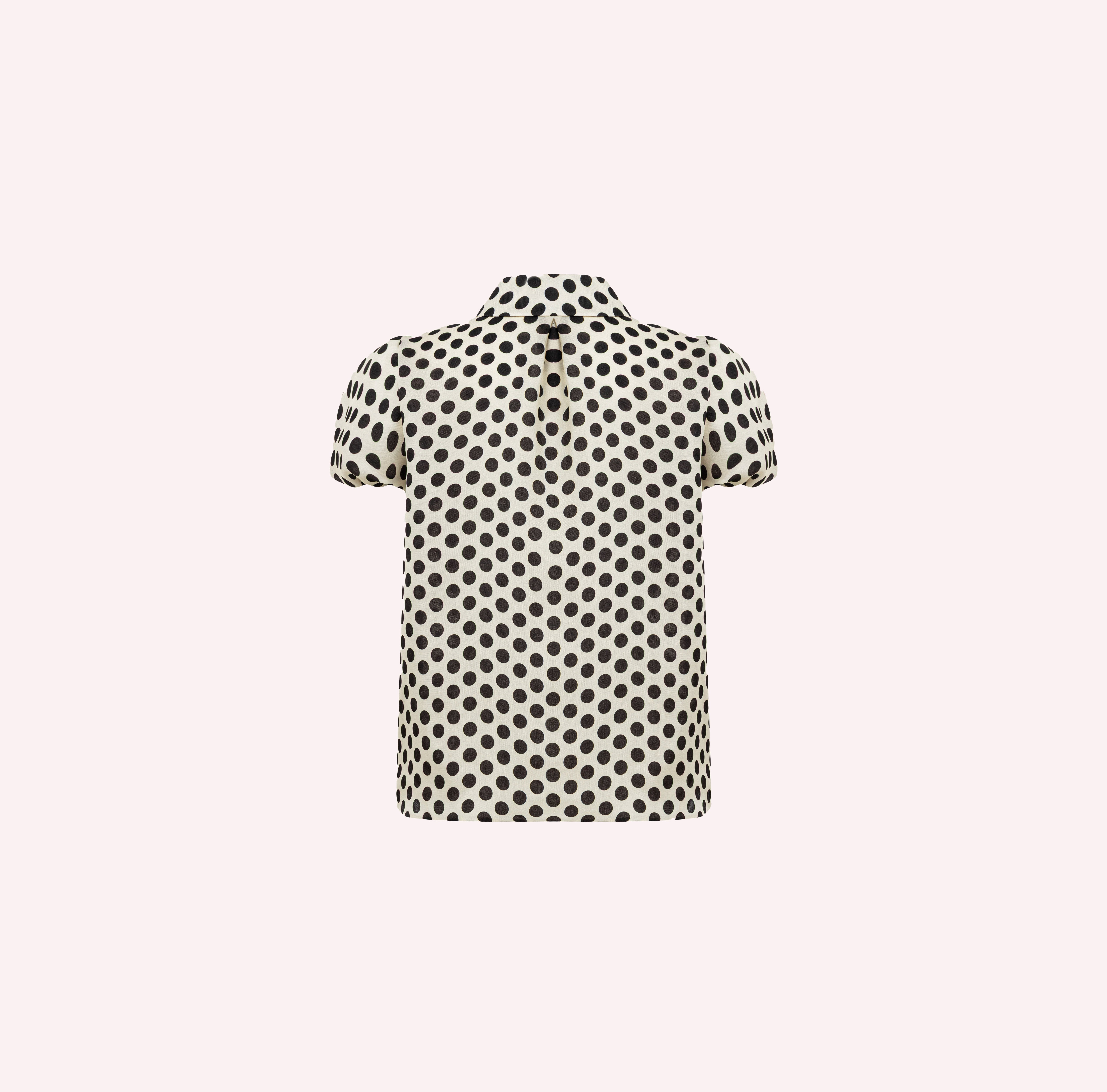 Polka Dot Organza Puff Sleeve Shirt