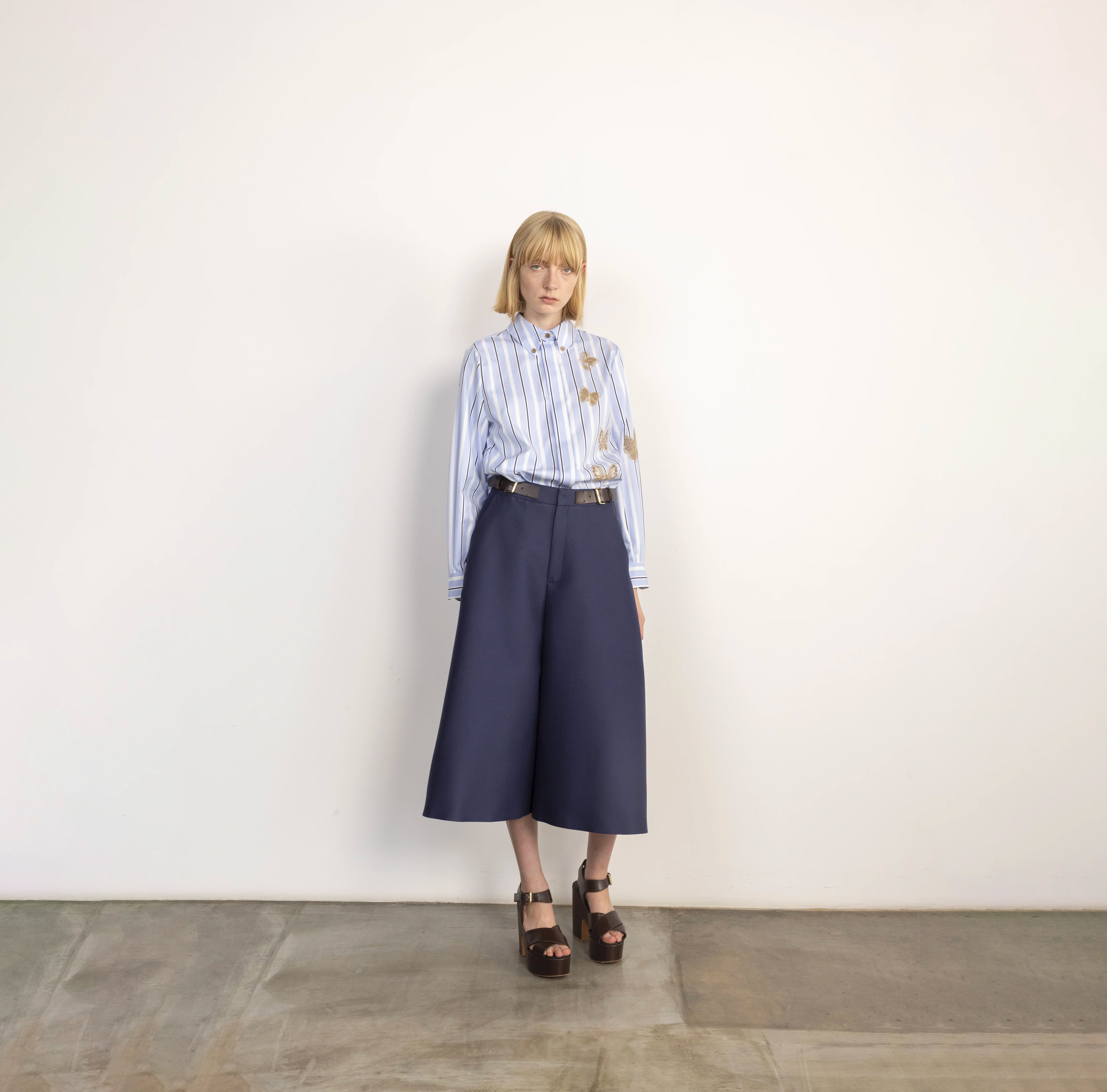 Butterfly Embroidered Cotton Shirt