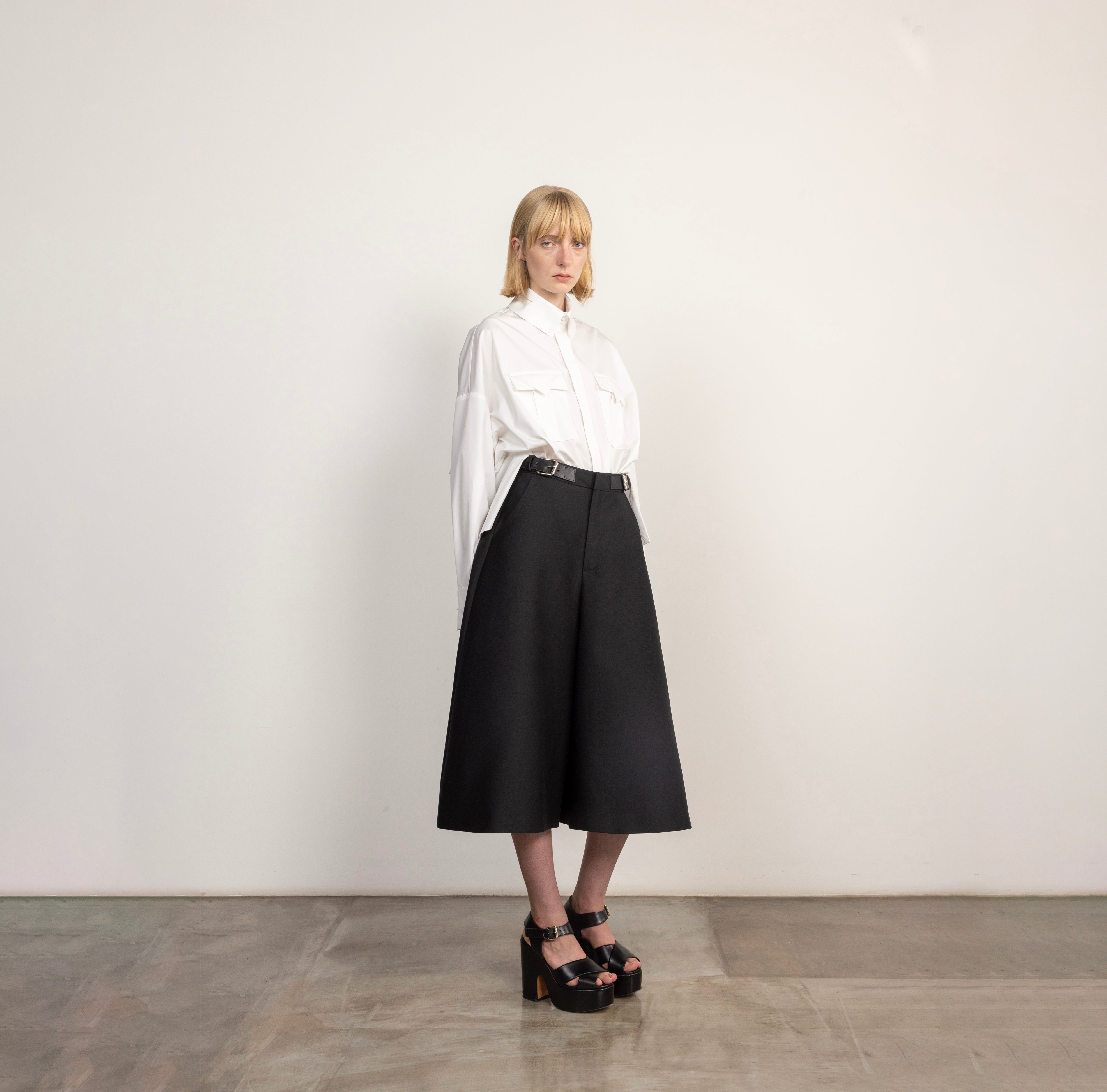 Loose Fit Belted Culotte Pants