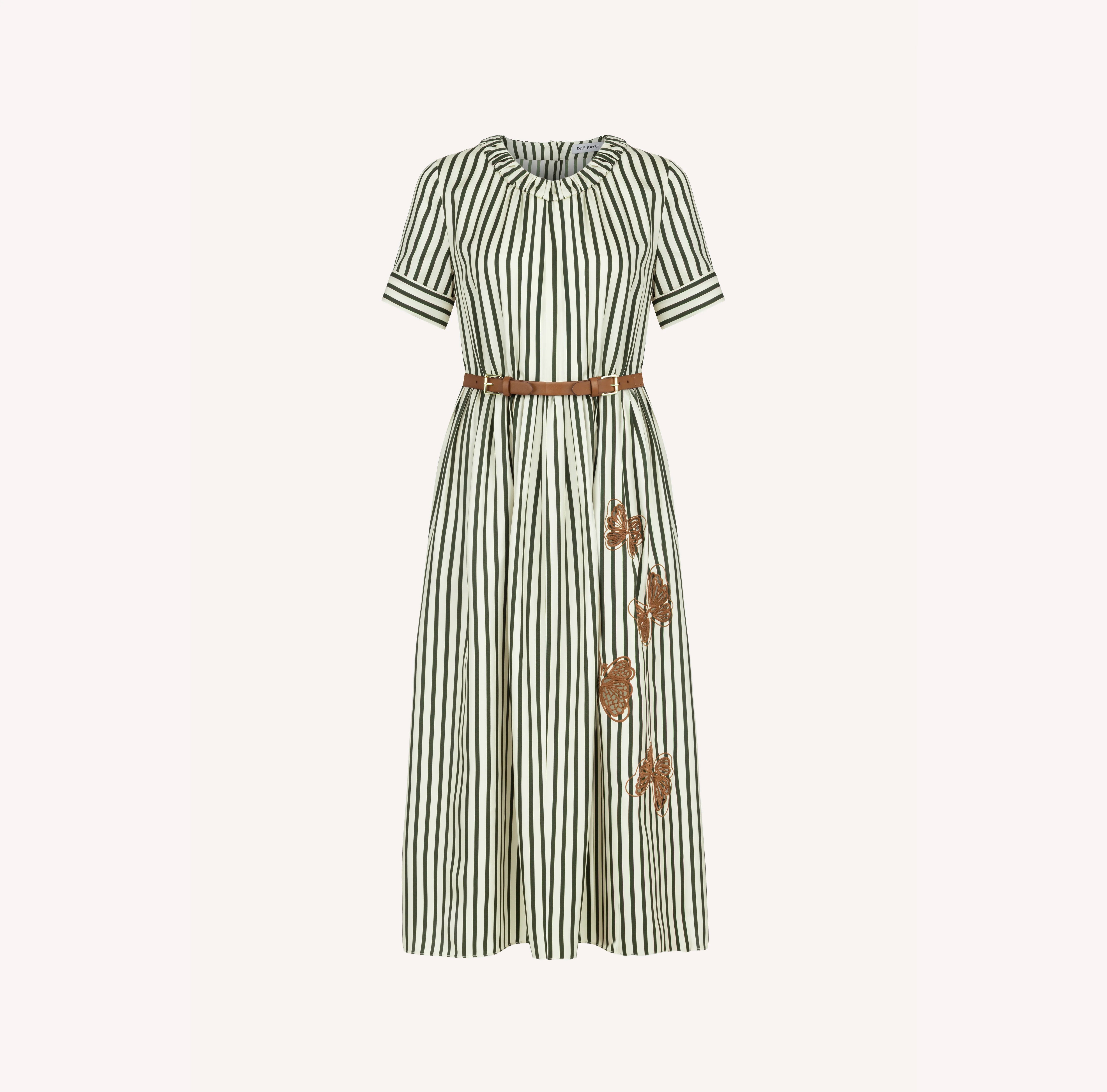 stripe silk dress LONG WIDE SILK DRESS - GREEN STRIPES