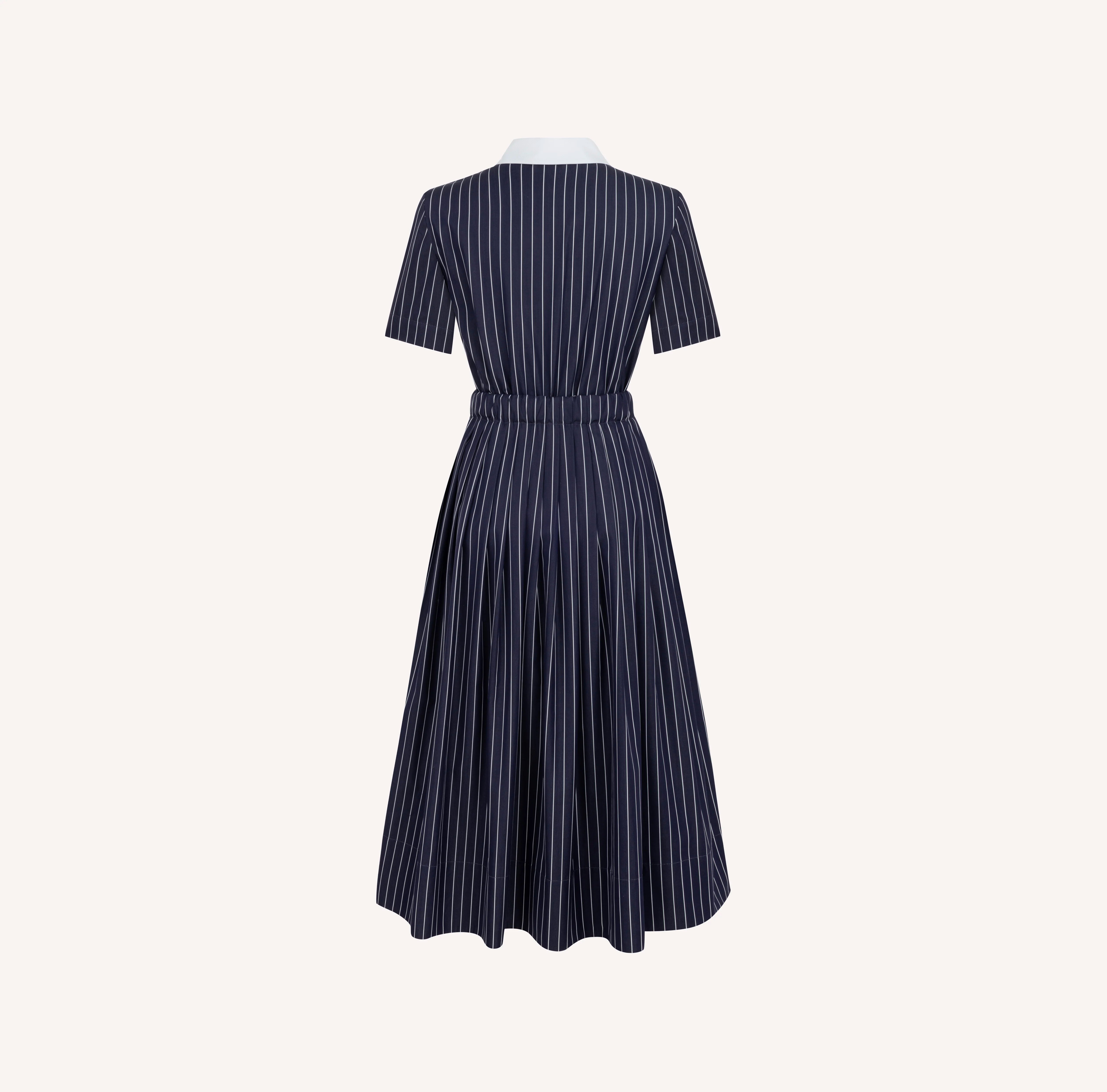 Pinstripe Cotton Midi Dress with Detachable Belt
