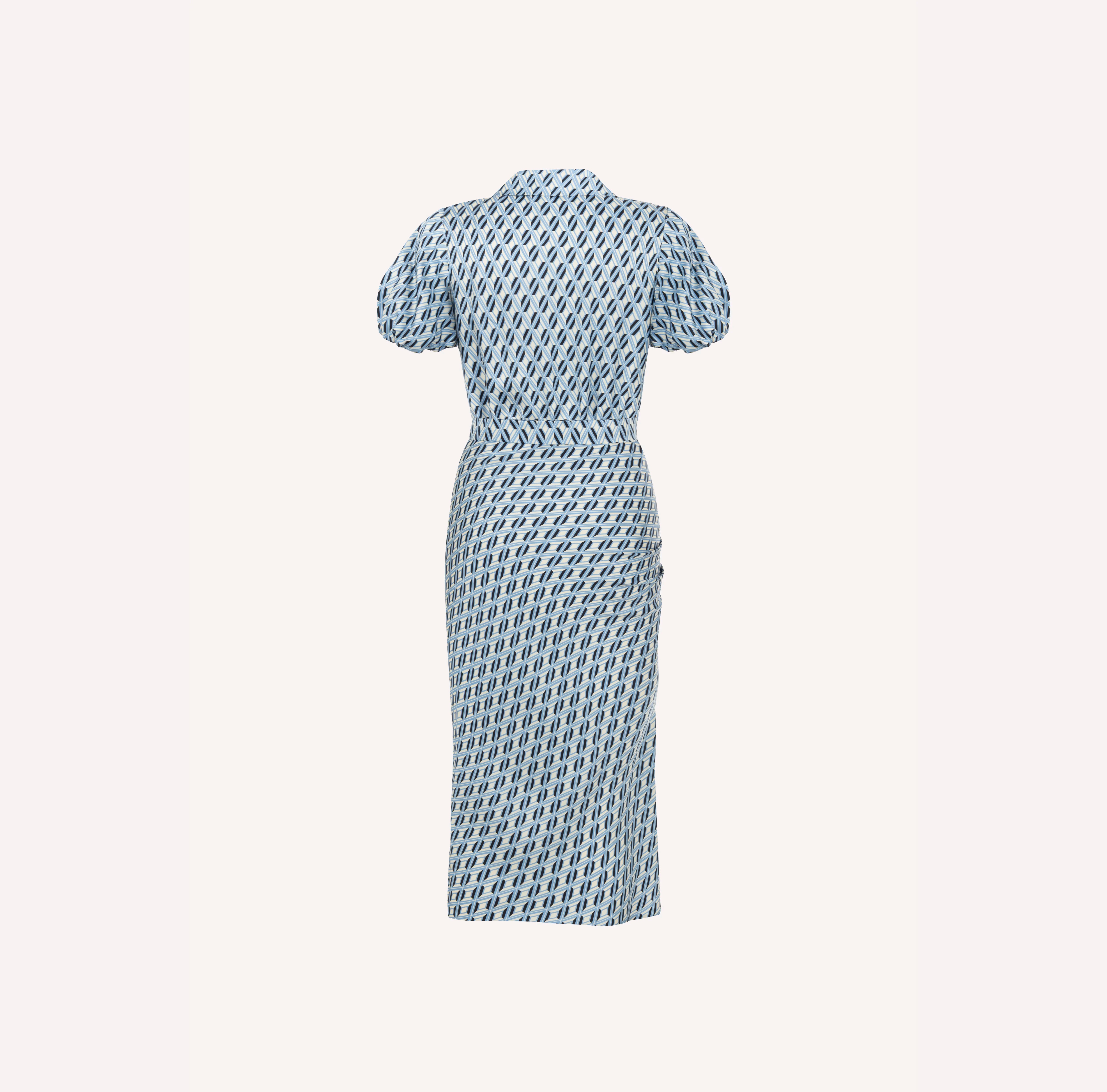 Geometric Print Draped Midi Dress