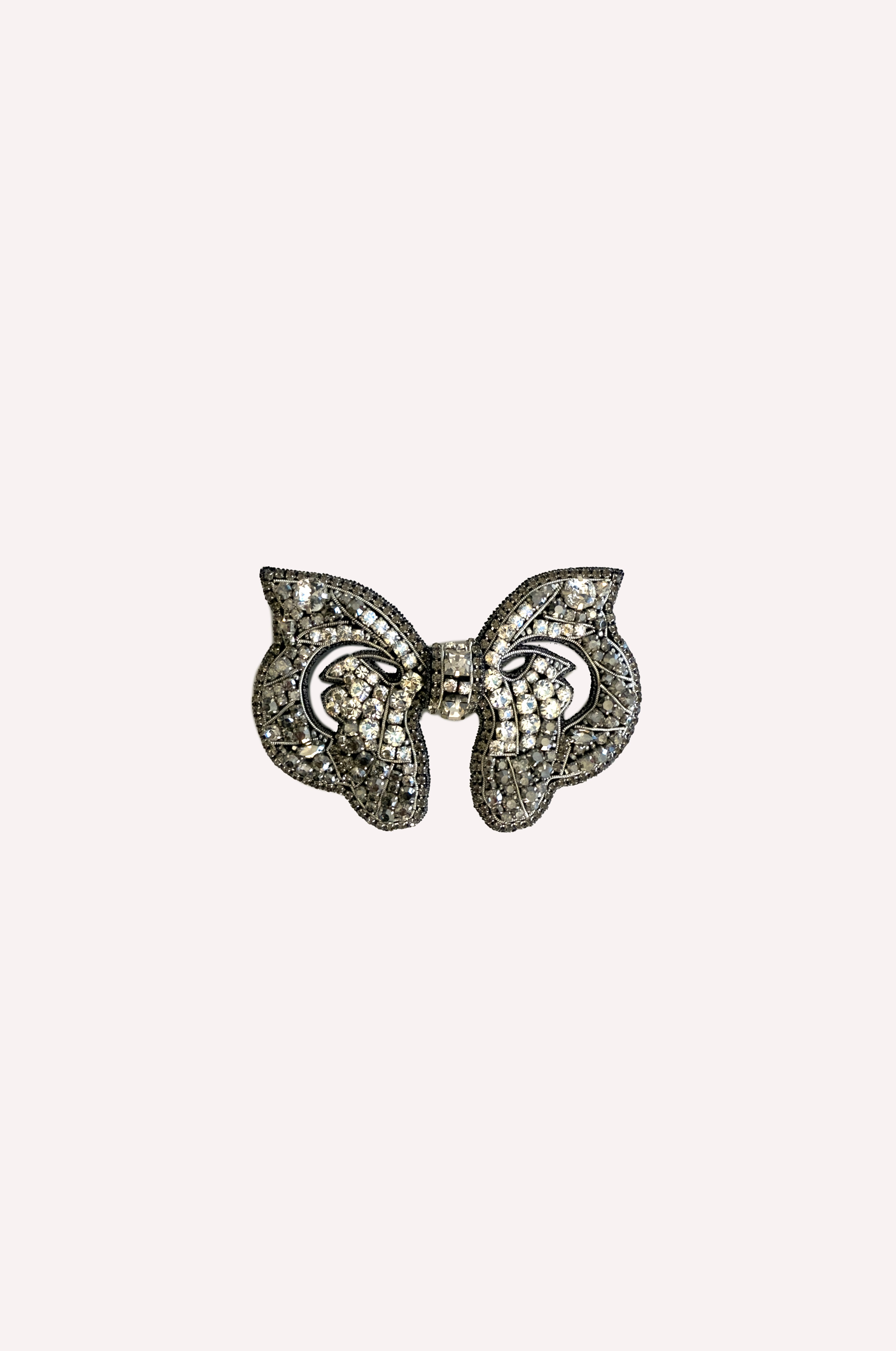 Crystal-Embellished Bow Brooch