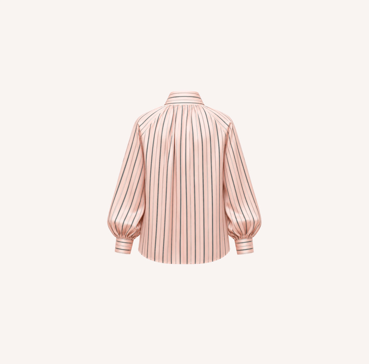 Pink Striped Silk Pussy-Bow Shirt