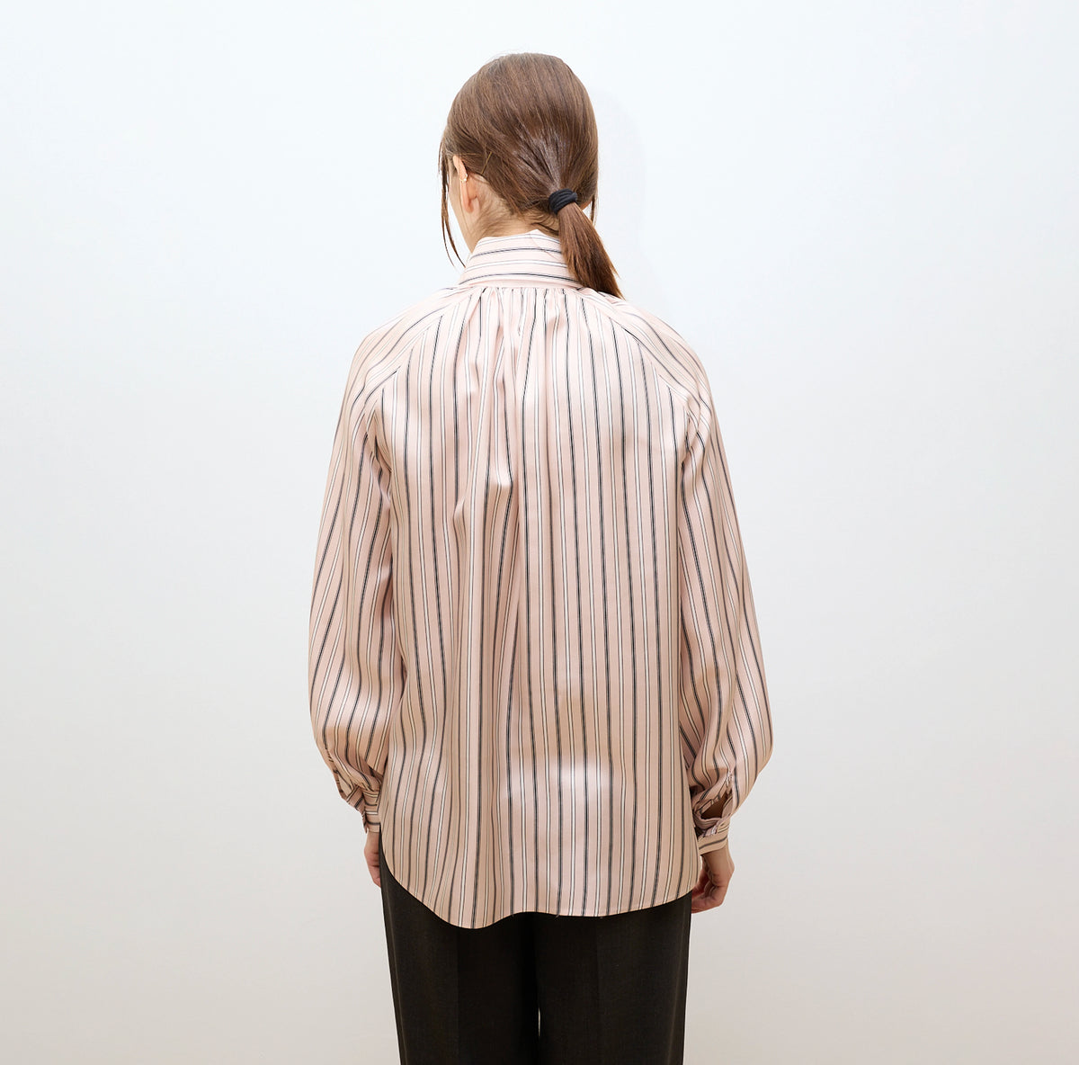 Pink Striped Silk Pussy-Bow Shirt