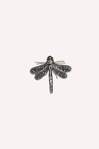 Crystal-Embellished Dragonfly Brooch