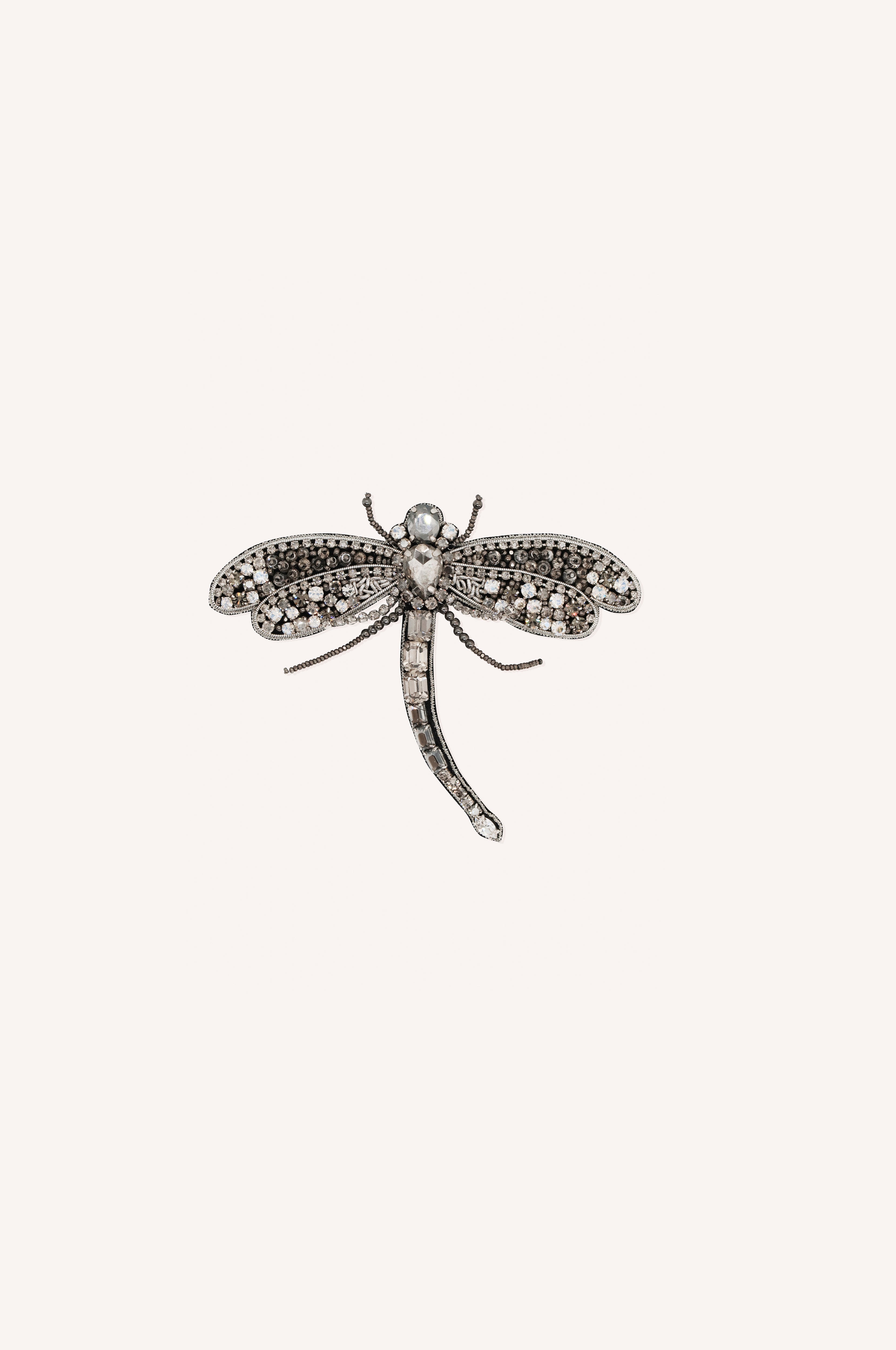 Crystal-Embellished Dragonfly Brooch