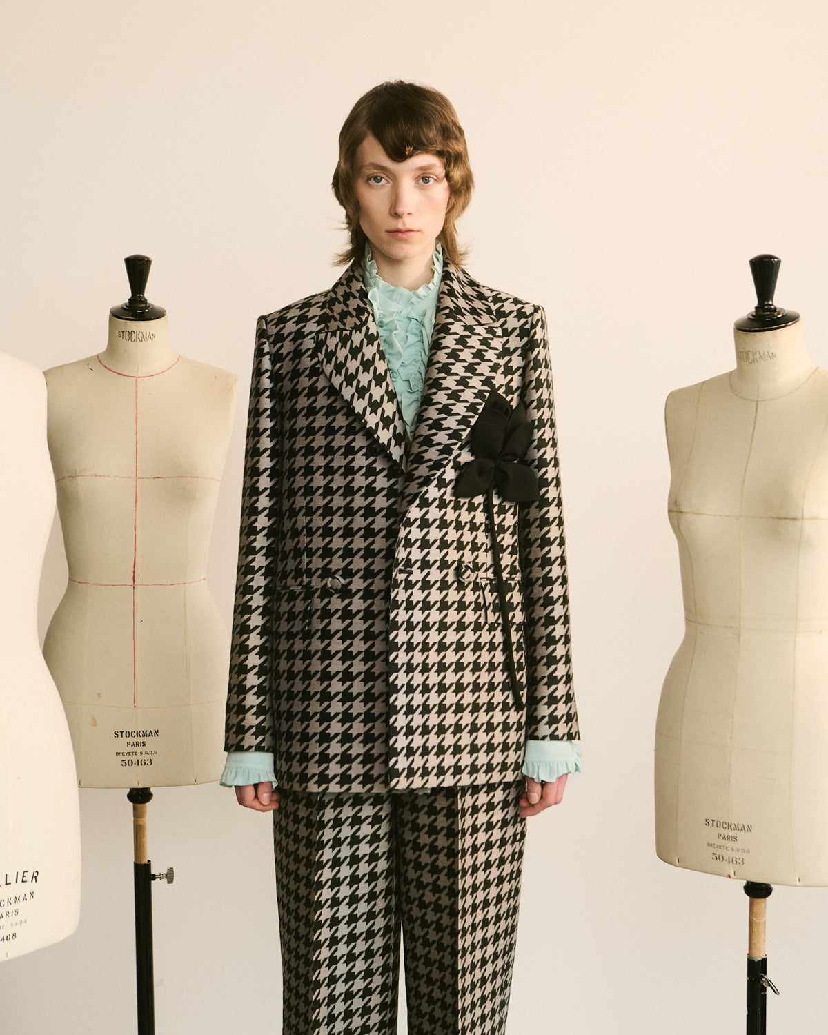 Green Pied-de-Poule Wool Blazer