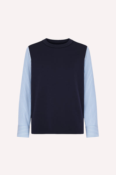 Structured Contrast-Sleeve Top
