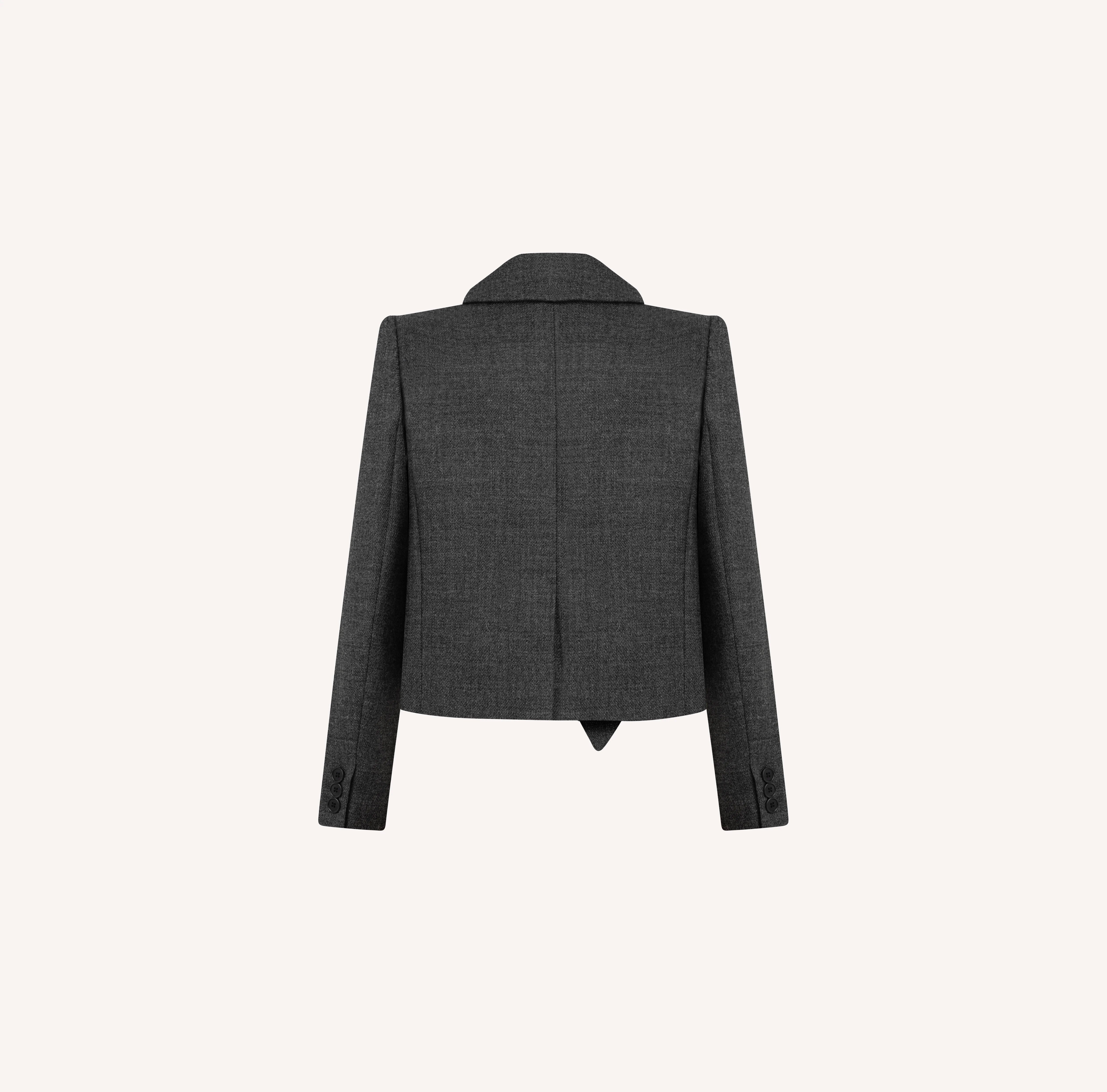 Wool Blazer with Sculptural Bow Detail
