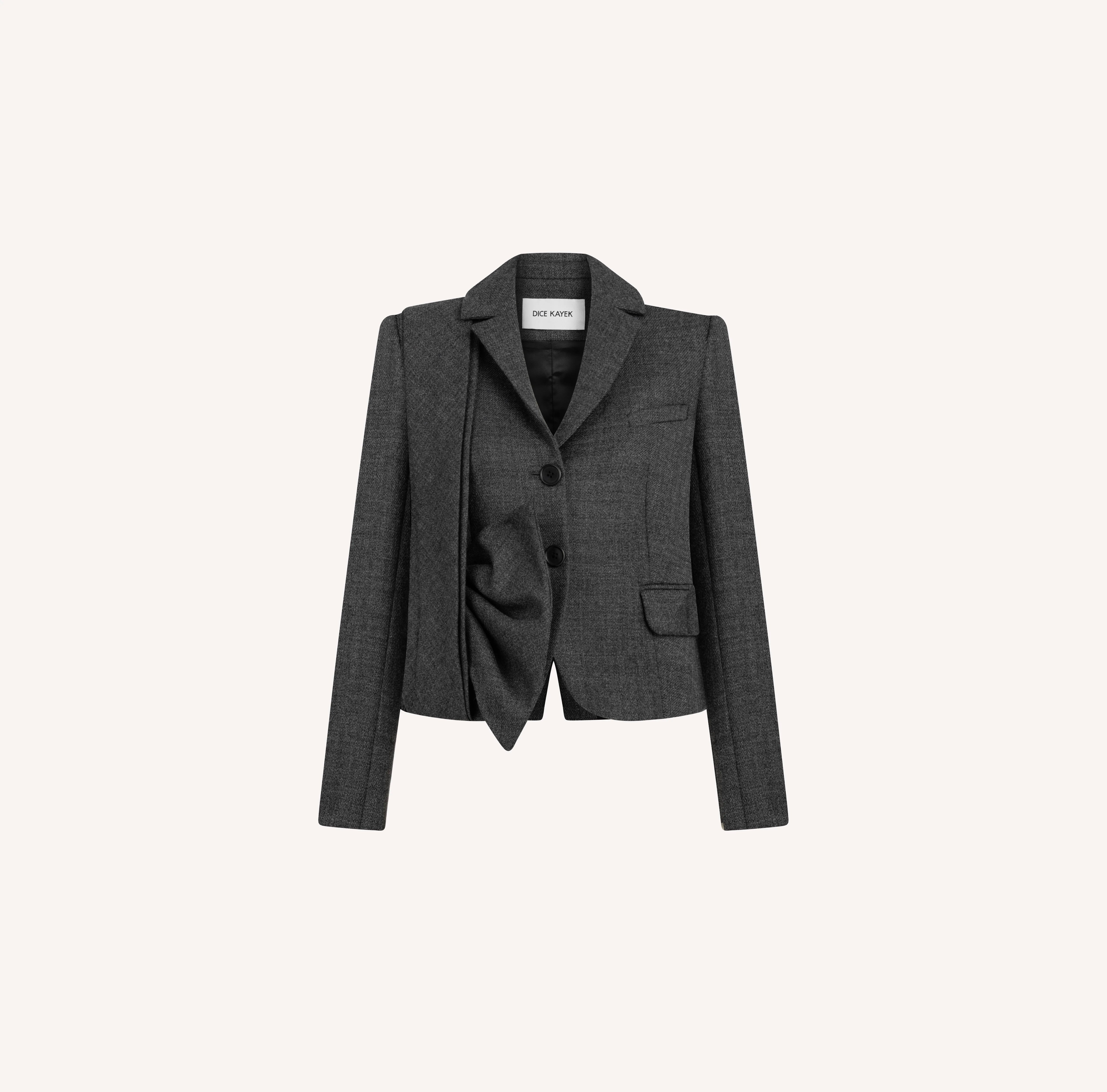 Wool Blazer with Sculptural Bow Detail