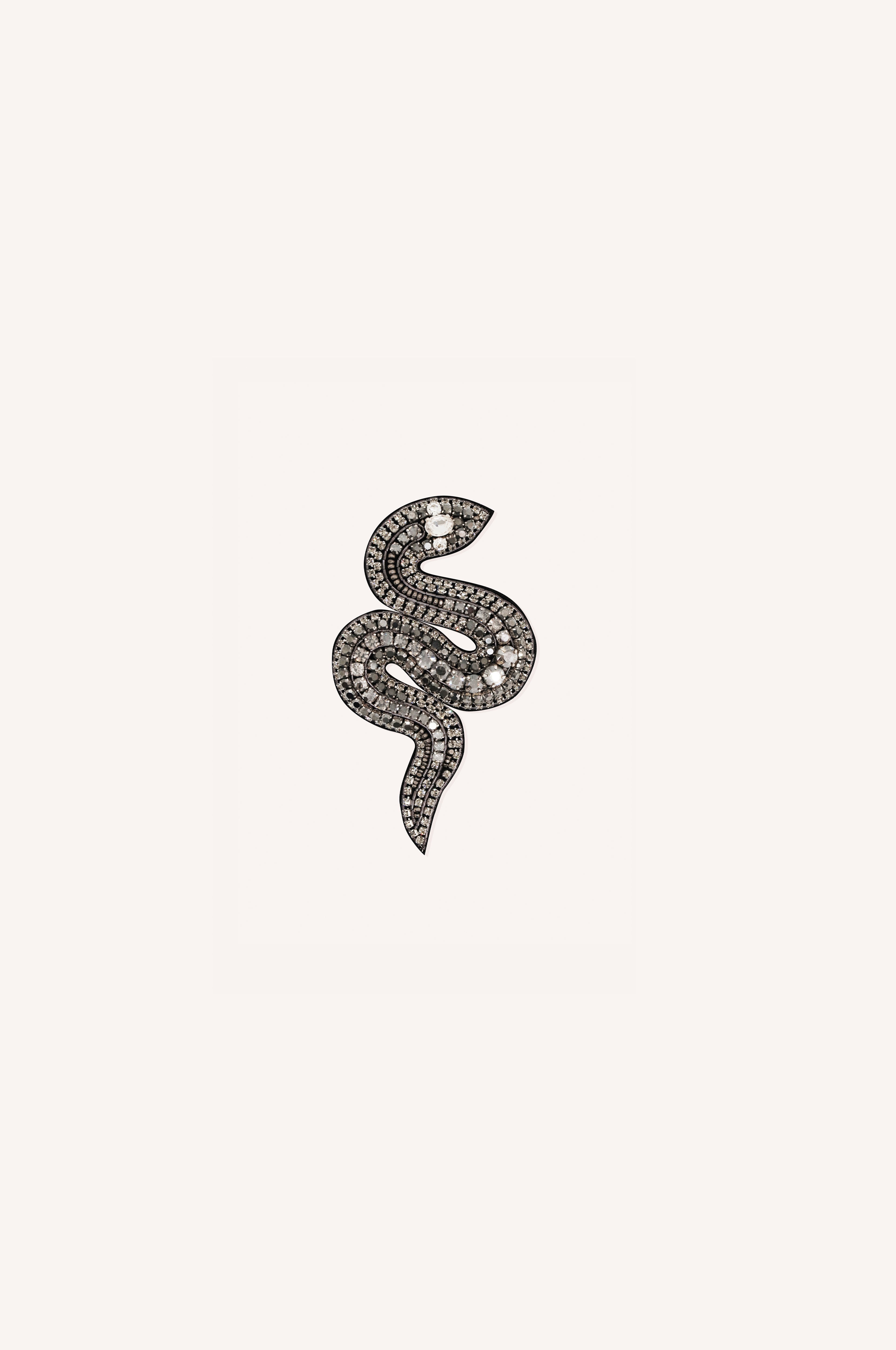 Crystal-Embellished Snake Brooch