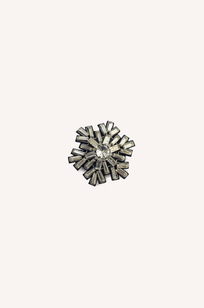 Crystal-Embellished Snowflake Brooch