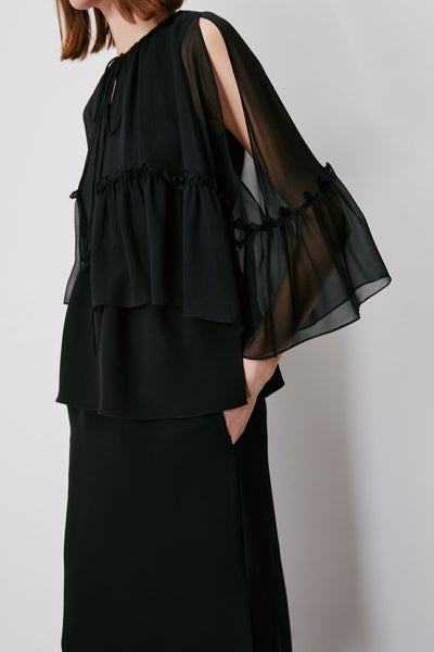 Ruffled Maxi Cape Dress