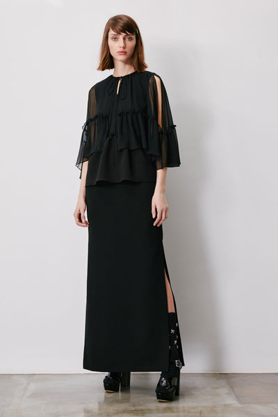 Ruffled Maxi Cape Dress